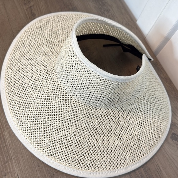Parkhurst Cream Ivory White Woven Sun Hat adjustable sizing - Picture 2 of 4